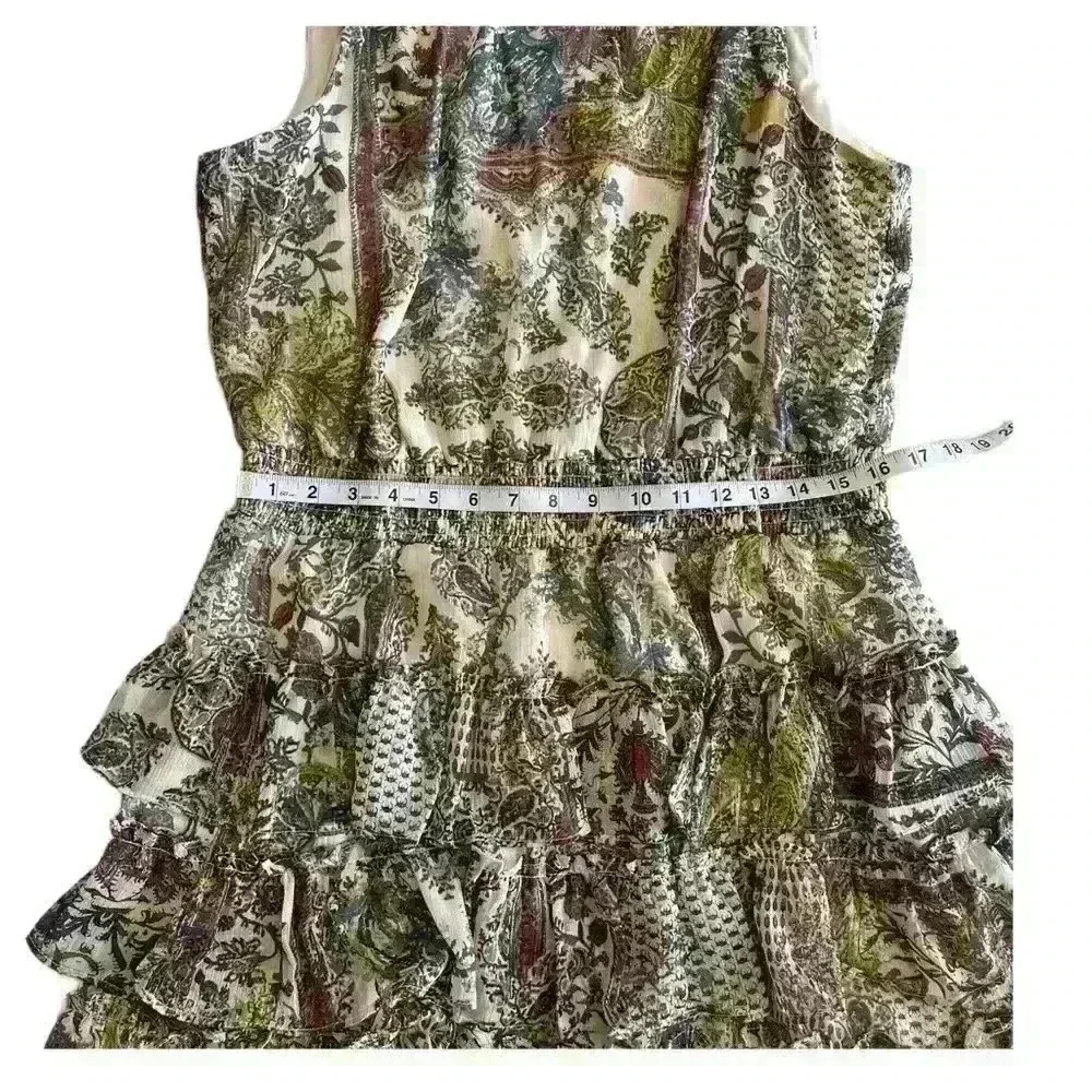 MSK Womens Printed Smocked Waist Tired Dress Multicolor Size XL Ruffle Chiffon - Picture 14 of 14